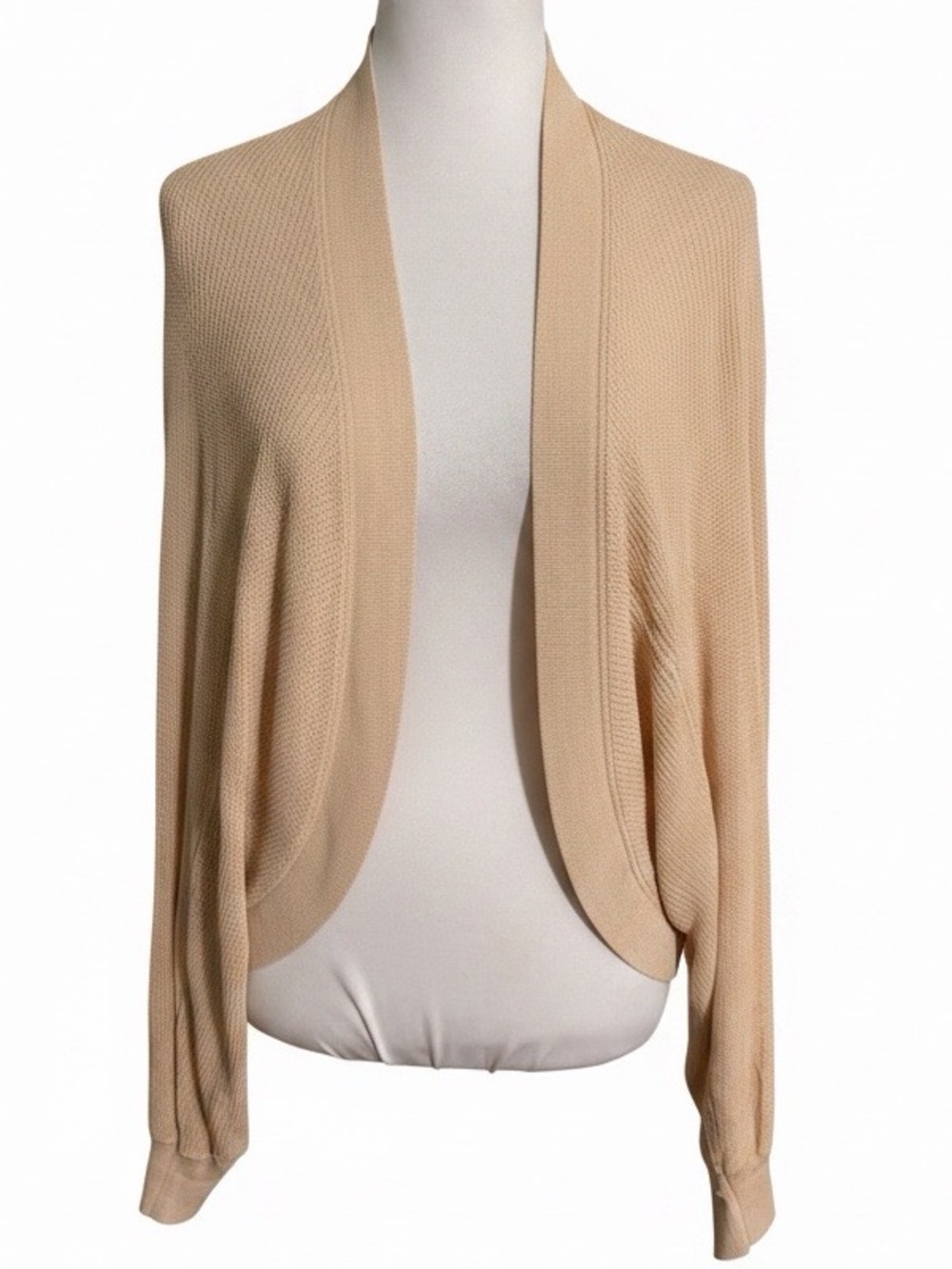 Hotouch Boutique Beige Open Front Cardigan Lightweight Viscose Women's